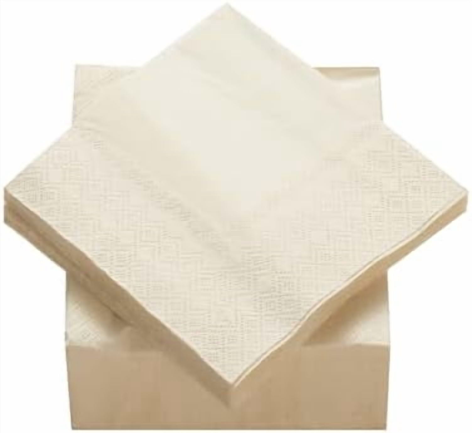 100 Pack Cocktail Napkin 2-Ply Dessert Napkins Folded 5 x 5 Inches Disposable Napkins for Dinner Wedding Birthday Baby Shower Party Bridal Anniversary Reception Event (100, Milky-White)
