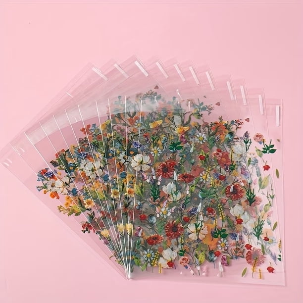 Paquete de 50 bolsas de regalo con temática de flores silvestres, bolsas autosellantes de flores de primavera for regalos de fiesta for baby showers, bodas y cumpleaños