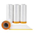 thumbnail image 1 of 4 Rolls Clear Plastic Sheeting 4.9x 65.5 Ft Pre-taped Masking Film Drop Cloths For Painting Automotive Painting Covering, 1 of 5