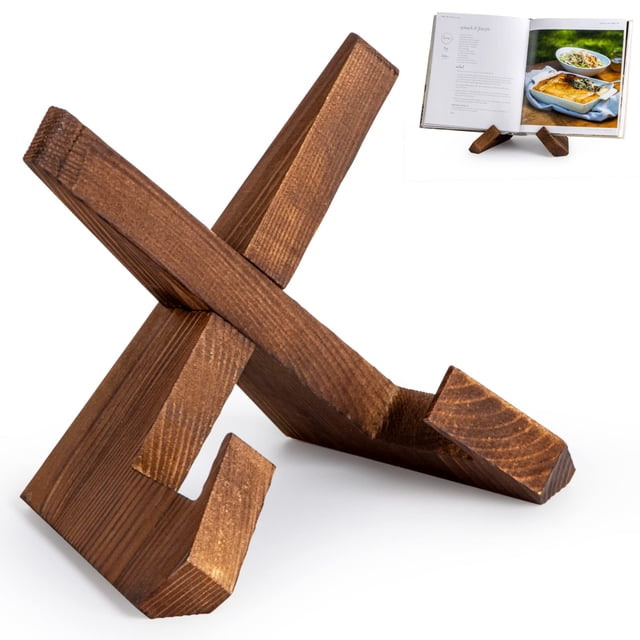 Soporte para libros de cocina EFFORTICH, de madera, para recetarios, color marrón