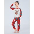 thumbnail image 4 of Elippeo Christmas Pajamas for Family Cute Deer Print Long Sleeve Raglan Tops + Trousers Set Winter Sleepwear, 4 of 10