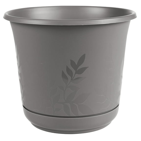 Bloem Freesia 8.5" x 8.5" x 7.5" Round Charcoal Gray Resin and Plastic Plant Planter