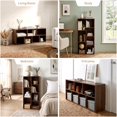 thumbnail image 6 of Mifurn 7-Cube Storage Organizer, Cube Bookcase with Closed Back Panel, Open Shelf Bookshelf for Bedroom Living Room Office, Walnut, 6 of 8