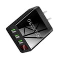 thumbnail image 1 of Pantalla digital 3USB Carga rápida rápido Enchufe de carga Adaptador de corriente USB Cabezal de carga portátil para carga de viaje Negro Hugo Carga rápida, 1 of 5