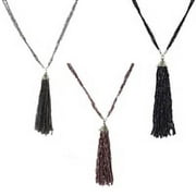 Zad Jewelry Long Beaded Tassel Necklace - Purple