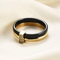 thumbnail image 3 of HIJONES Women's 6mm Ceramic Stainless Steel Ring Inlaid Zirconia Ring Personalized Ring Band Finger Jewelry Gold Black Size 8, 3 of 4