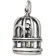 thumbnail image 1 of Sterling Silver 24" Unisex 1.5mm Box Chain 3D Bird In Cage Pendant Necklace, 1 of 2