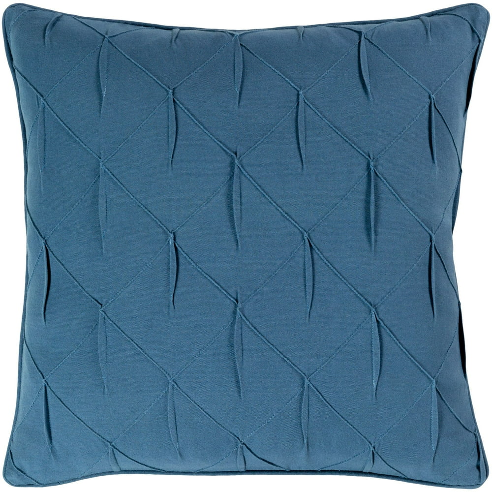 18" Blue Textured Square Woven Throw Pillow Cover with Piping Edge