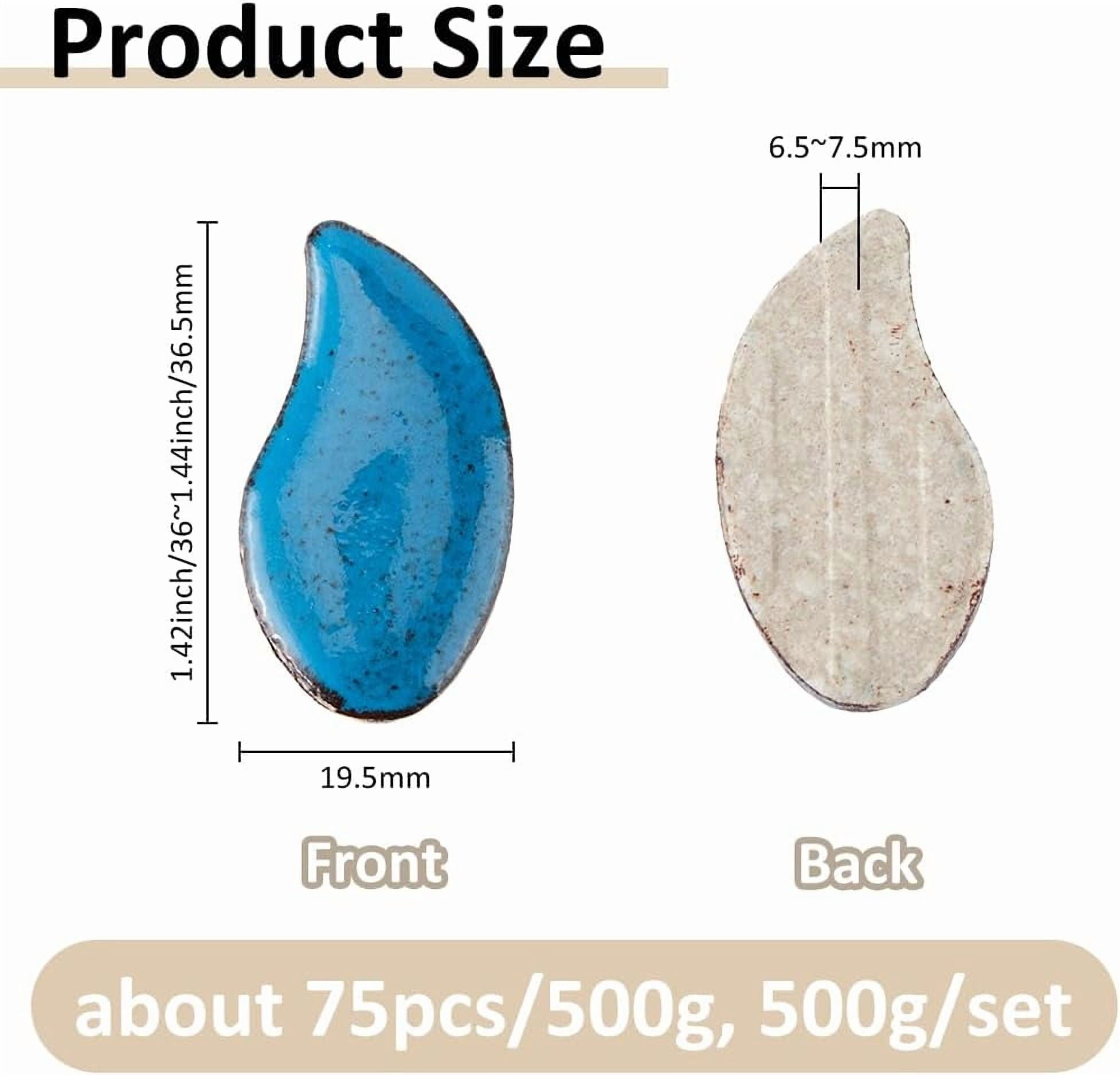 1.1LB/ 75Pcs Irregular Ceramics Mosaic Tiles Leaf Mosaic Pieces Porcelain Mosaic Tiles Mosaic Ceramics Pieces for DIY DIY Mosaic Art Craft Projects and Decorations