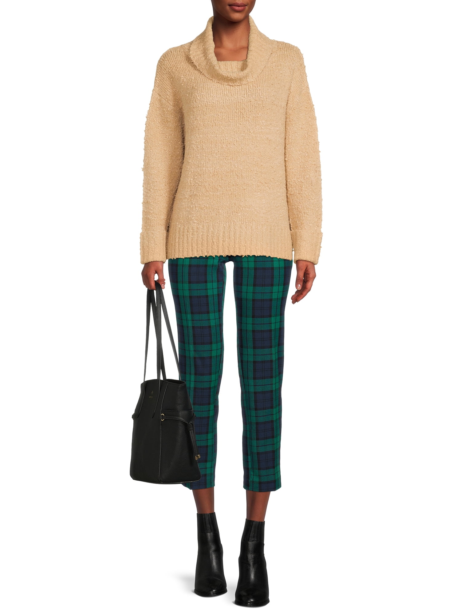 Time and Tru Women's Plush Cowl Neck Pullover Sweater