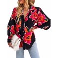 thumbnail image 2 of Michellecmm  Women Button up Shirt Contrast Color Loose Casual Long Sleeve Blouse, 2 of 7