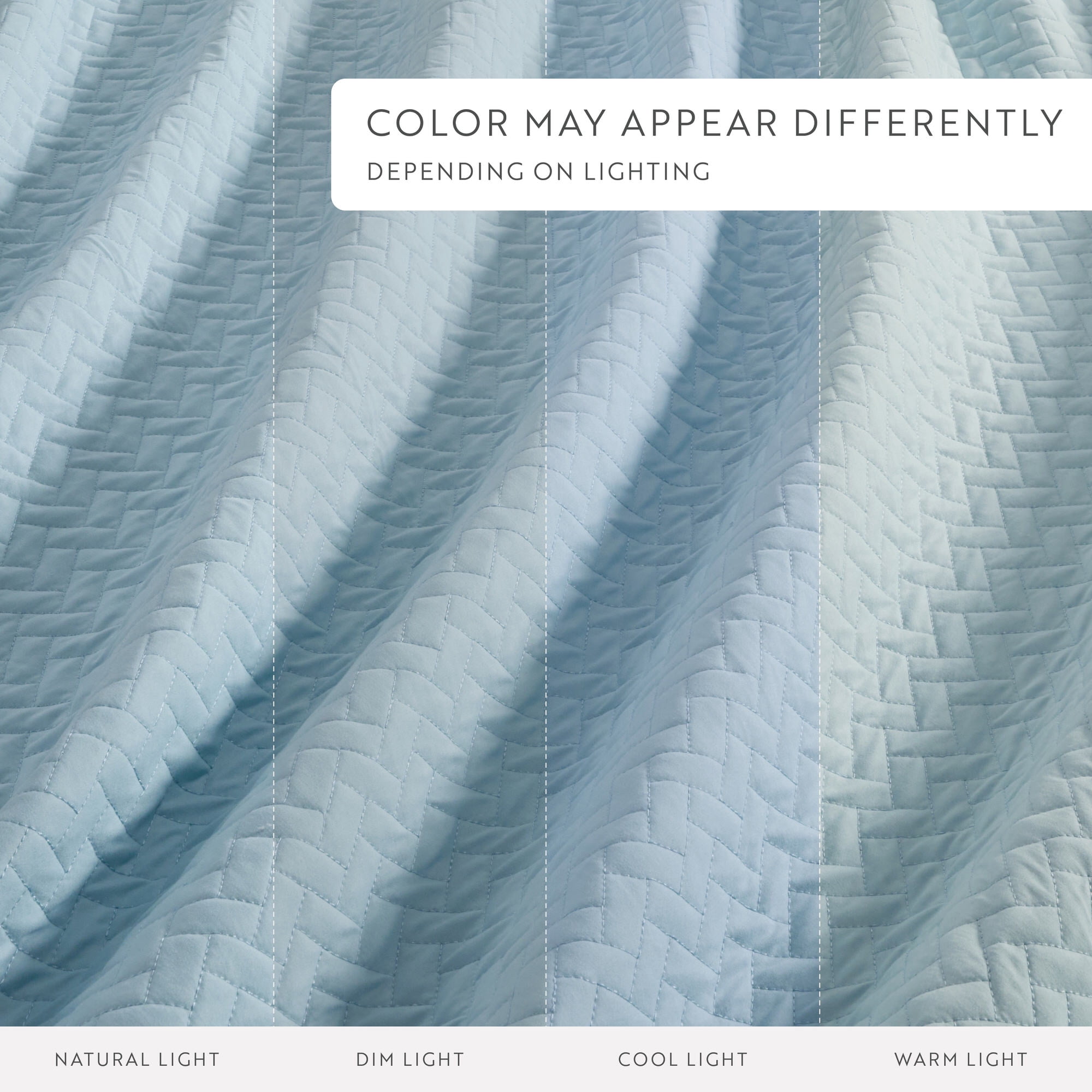 Noble Linens Pale Blue Herring Pattern Quilted Coverlet, Full/Queen