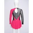 thumbnail image 6 of YEAHDOR Kids Girls Long Sleeve Shiny Rhinestone Mesh Tutu Figure Skating Dress Dancewear Hot Pink-A 14, 6 of 7