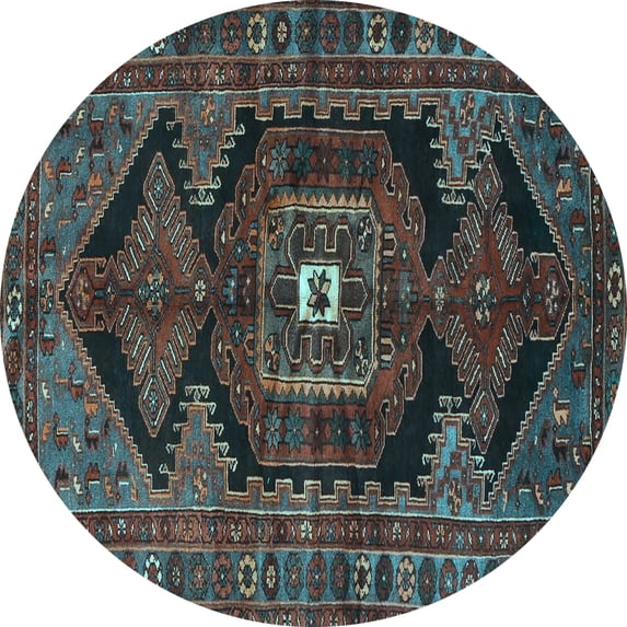 Ahgly Company Indoor Round Persian Light Blue Traditional Area Rugs, 5' Round