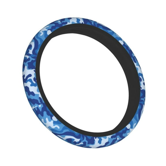 Blue Camouflage Elastic Stretch Steering Wheel Cover Car Wheel Protector Universal 15 Inch Fit For Vehicle Car Auto Suv