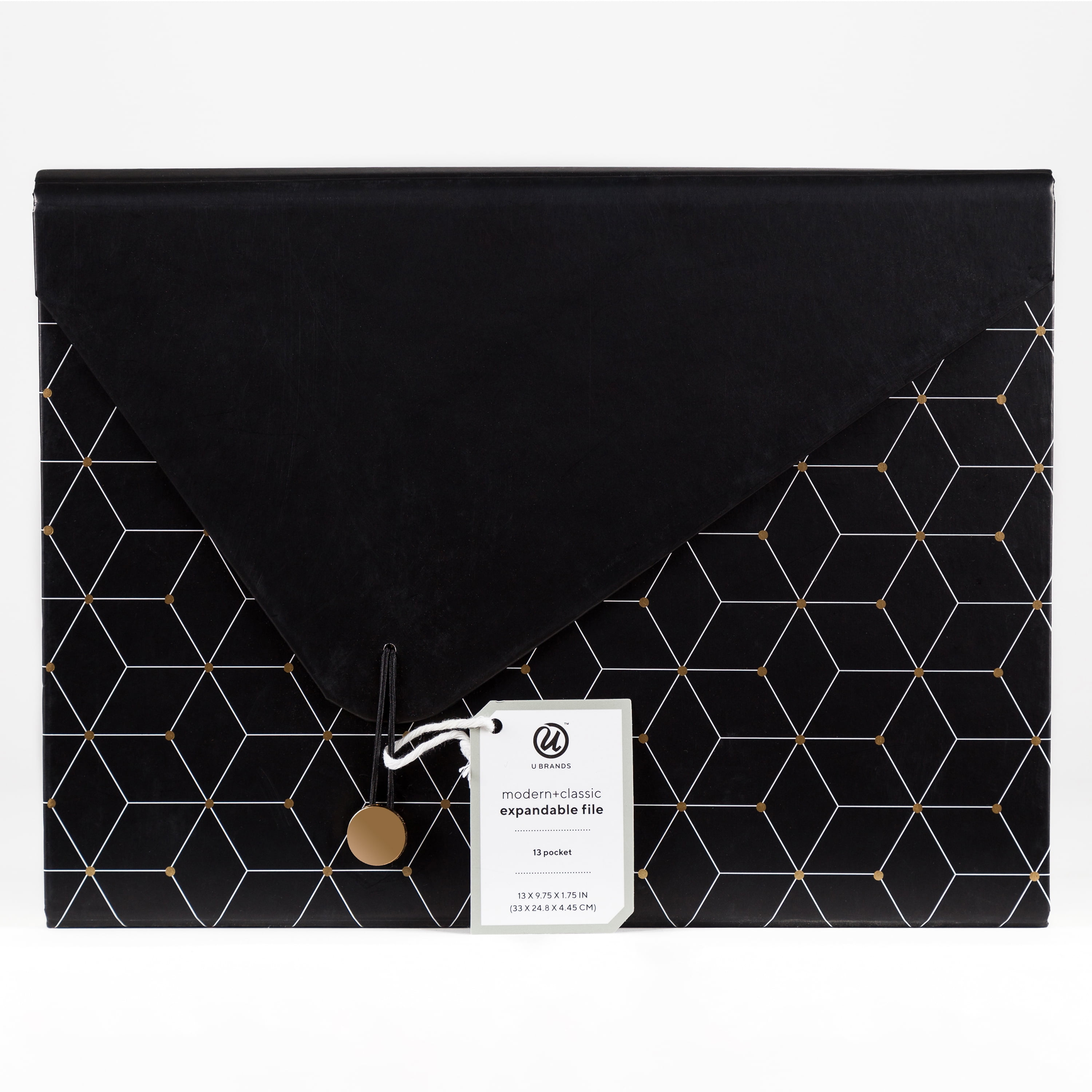 U BRANDS Classic 13 Pocket File Folder, Black and White, 3637U