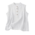 thumbnail image 3 of Craaazy Women's Summer Sleeveless Topss, Round Neck Button Accent Casual Shirt, Loose Fit Linen Blend Tee for Everyday Outfits Gifts, 3 of 4