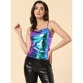 thumbnail image 2 of Camiseta sin mangas brillante Allegra K Azul S, 2 of 5