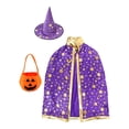 thumbnail image 2 of Conjunto de disfraz de Halloween con capa de mago para presentaciones en , regalos para fiestas y festivales Púrpura, 2 of 8