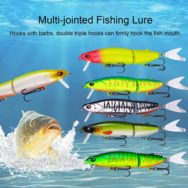 LJNYFDC 3D Realistic Fishing Lure Bionic Hard Bait with Double Hooks Realistic 3D Fisheye Simulation Bass Fishing Lures 2 Jointed Swimbait for Slow Sinking Action
