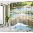 thumbnail image 5 of Ambesonne Scenery Shower Curtain, Rock Stairs in Forest, 69"Wx84"L, Blue and Green, 5 of 5