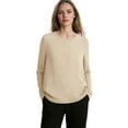 thumbnail image 2 of Womens Tops Cotton Linen Long Sleeve Shirt Casual Plain Spring Summer T-Shirts Oversized Loose Ladies Elegant Baggy Tunic Top, 2 of 7