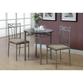 thumbnail image 1 of Monarch Specialties Dining Table Set, 3pcs Set, Small, 30" Round, Kitchen, Metal, Laminate, Brown, Grey, Transitional, 1 of 3