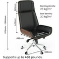 thumbnail image 3 of FOH Luxury Wooden Swivel and Adjustable Executive Chair, Wide Pu Leather Office Chair, Modern and Vintage Design High Back Computer Desk Chair for Conference Rooms and Home Offices, 3 of 10