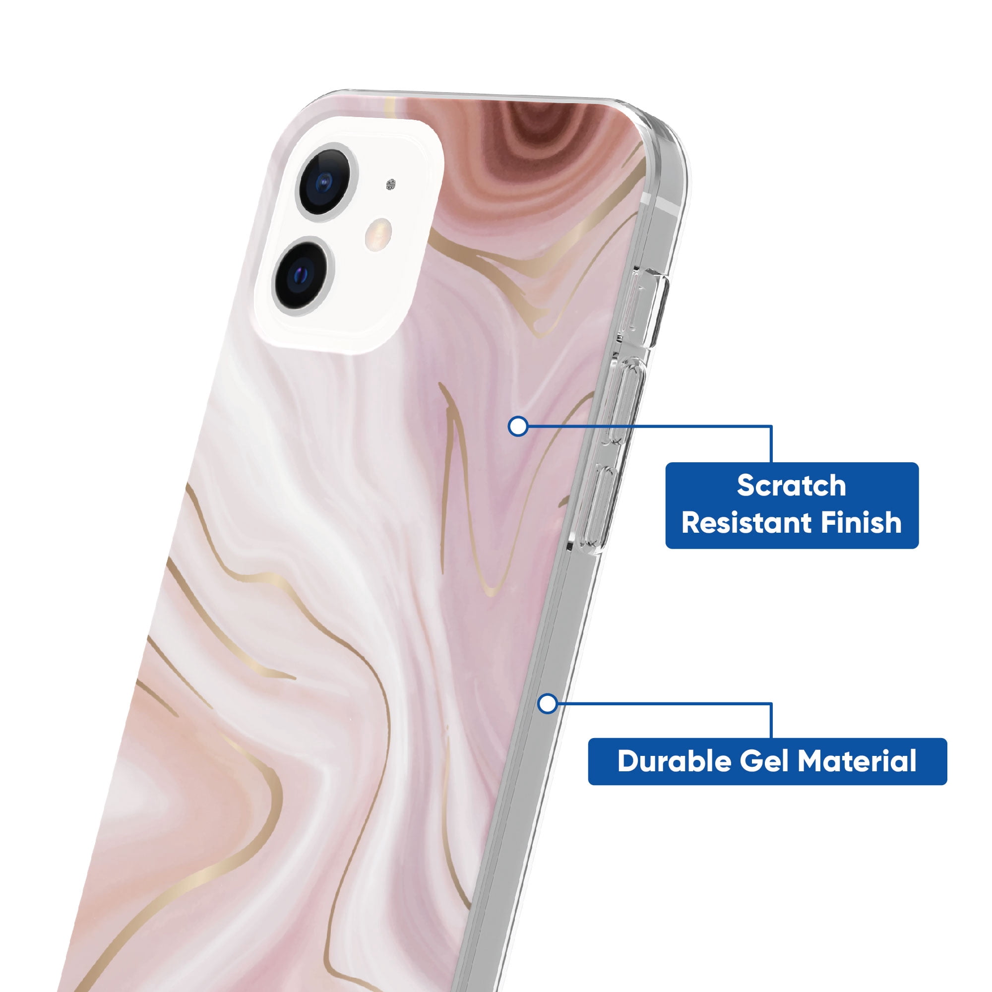 onn. Fashion Phone Case for iPhone 12 Pro / iPhone 12 - Pink Marble