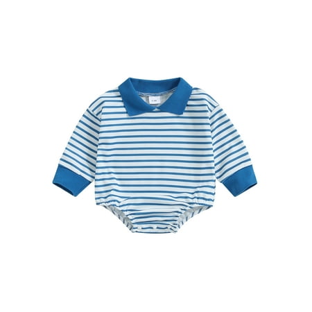

FSDJHSDH Baby Autumn Jumpsuit Long Sleeve Turn Down Collar Striped Romper