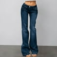 thumbnail image 2 of QHFBli Women's Flare Bell Bottom Jeans Y2K Vintage Low Rise Stretch Bootcut Jeans Casual Wide Leg Denim Pants Streetwear, 2 of 5