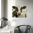 thumbnail image 4 of Creowell Farmhouse Highland Cow Wall Art Canvas Rustic Cow with Flower Painting Wall Decor Framed Poster Home for Living Room Bedroom Bathroom Decoration 20x16in, 4 of 6