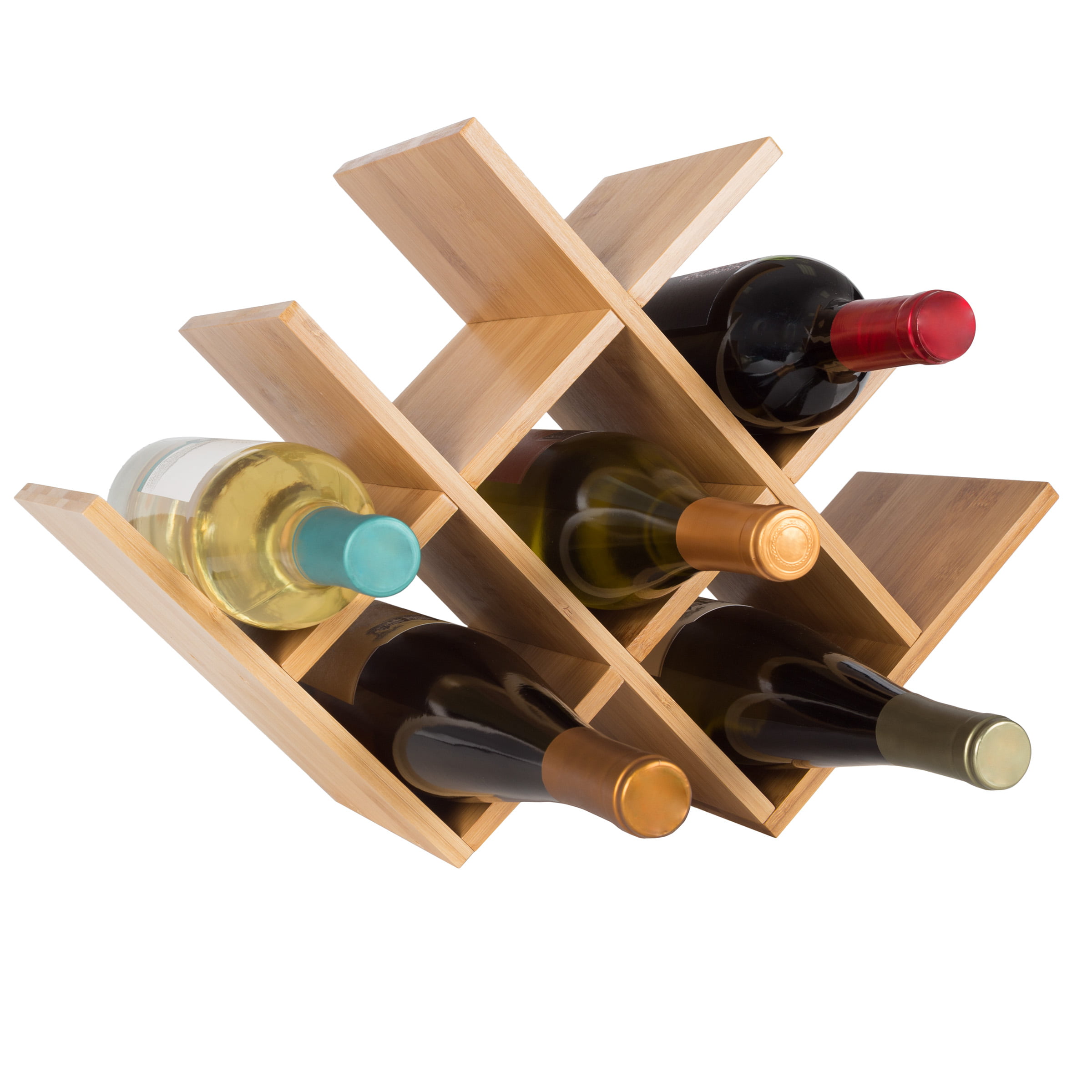 Bamboo 8 Bottles 2-Tier Wine Display Rack for Countertop Pantry Rack Tabletop Wine for Home Kitchen Bar Cabinets Rack KALINCO Wine Rack Nature Free Standing Wine Storage 