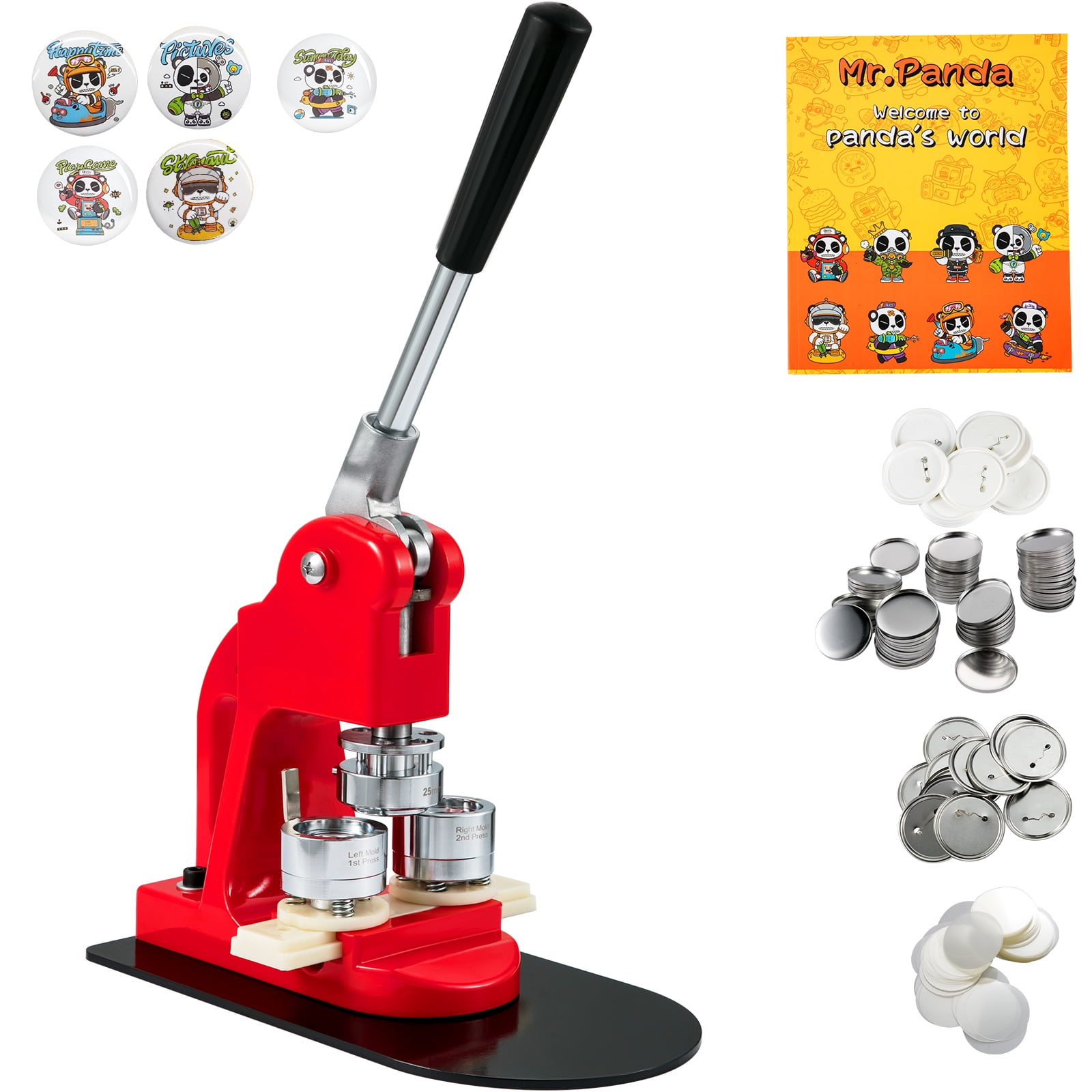 KFFKFF Button Making Machine Badge Pin Machine 1 Inch 25mm 500 Free Parts Press Kit
