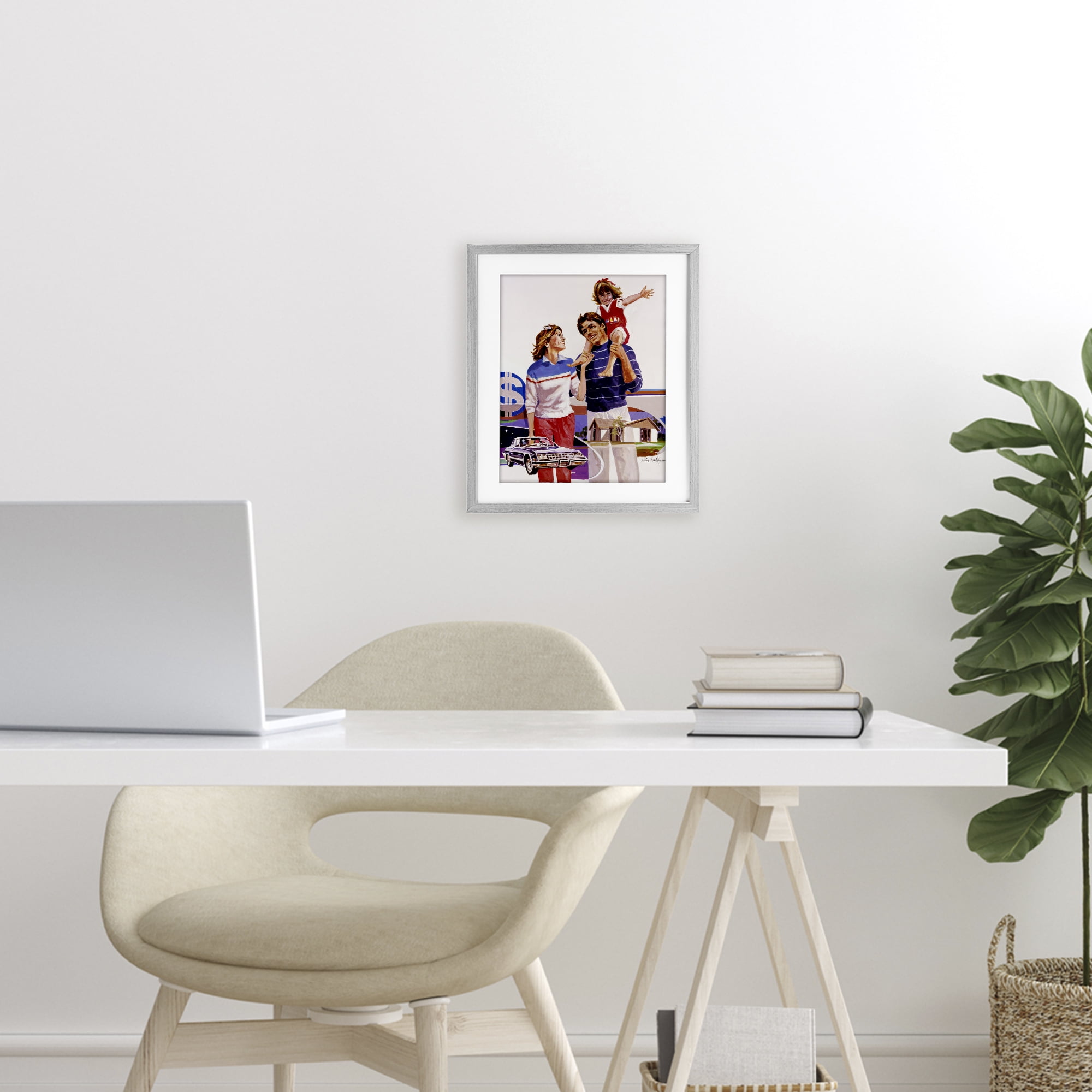 Retro Family Nostalgia Portrait Gray Framed Print Under Glass, design by Wind River Studios