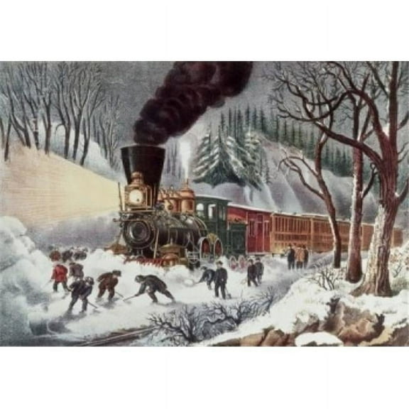 American Railroad Scene Currier & Ives, 1834-1907 American Lithograph Poster Print, 18 x 24