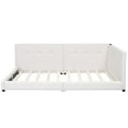 thumbnail image 5 of Queen Size Platform Bed with USB Ports, Linen Upholstered Daybed with Comfortable Backrest and Armrests, Wood Corner Daybed Frame for Living Room Bedroom, Beige, 5 of 7