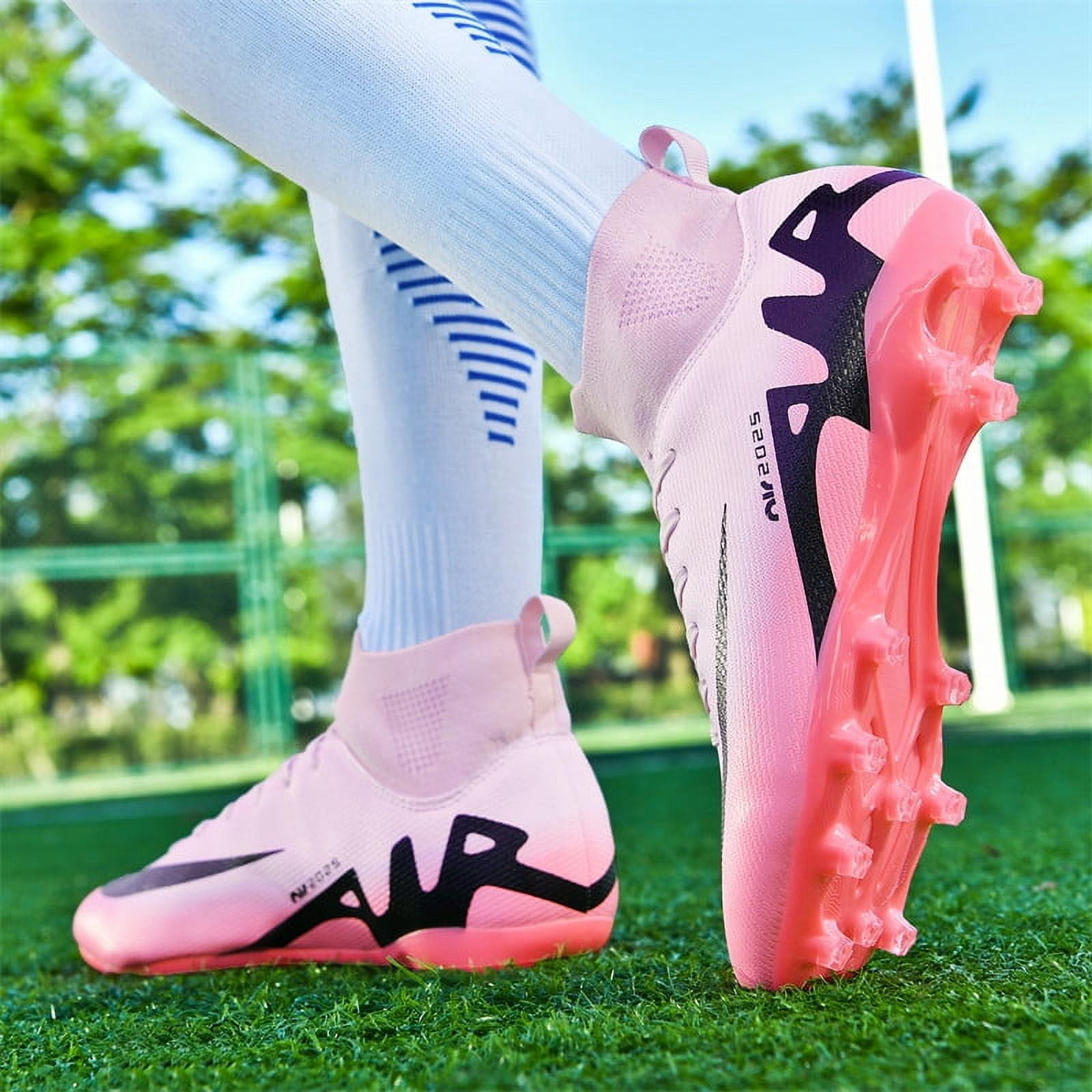 Botas de fútbol de moda de color rosa para hombre, calcetines ligeros  profesionales, zapatos de fútbol para hombre, botas de fútbol originales  antideslizantes para exteriores para hombre | Walmart en línea