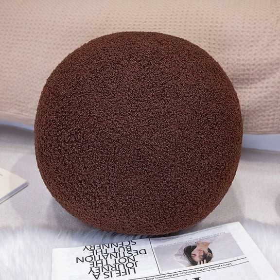 1pcs Spherical Shaped Throw Pillow for Birthday Creativity Cushion Plush Cute Throw Pillows for Home Living Room Bedroom Decoration，Dark Brown-35cm/13.8in