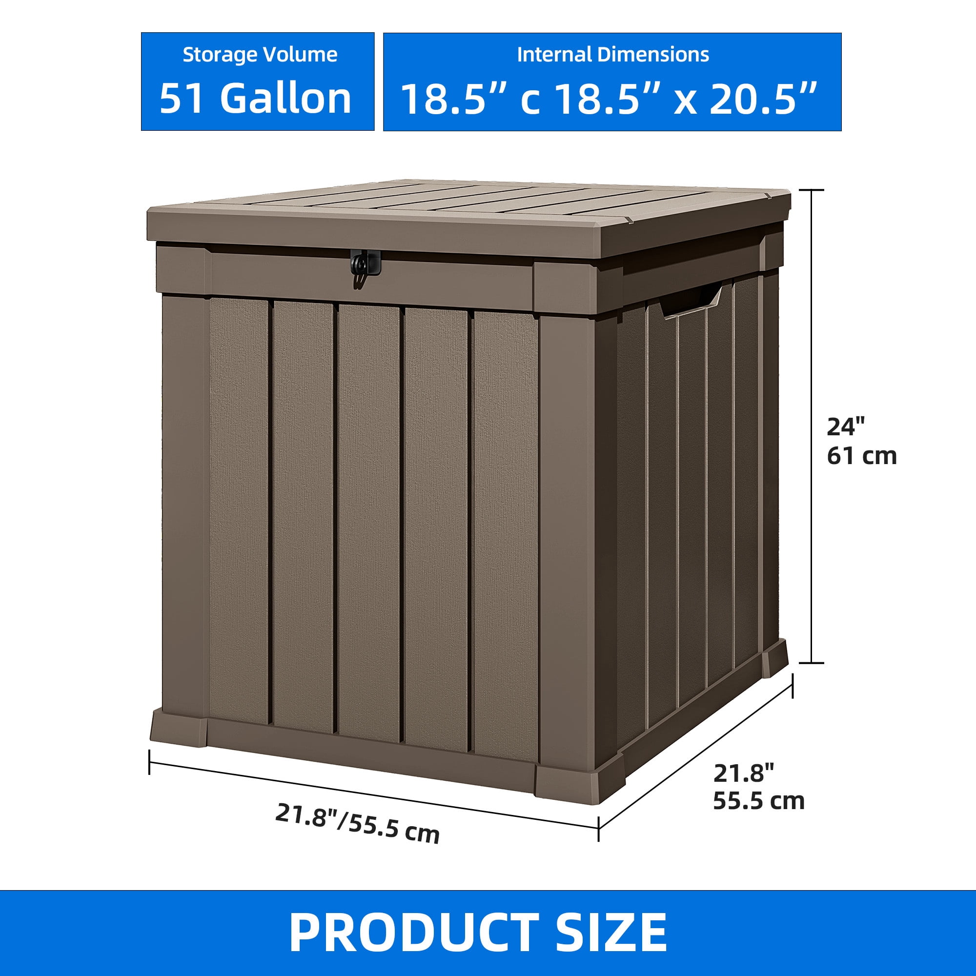 Dextrus 51 Gallon Weatherproof Resin Deck Box, Lockable Outdoor Storage Container, Multi-Purpose Patio Storage Bin for Package Delivery, Garden Tools, Pool Accessories and Outdoor Cushions, Taupe