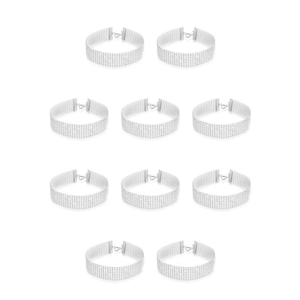 Jumpingount Collar multicapa para mujer, Gargantilla de cristal delicada ajustable, joyería de moda de Color plateado, cadena para el cuello, 10piezas