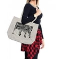 thumbnail image 2 of Safari Shopping Bag, Zebras Animals Skin Print with Stripes Jungle Wildlife Picture Art, Eco-Friendly Reusable Bag for Groceries Beach and More, 15.5" X 14.5", Cream, by Ambesonne, 2 of 2