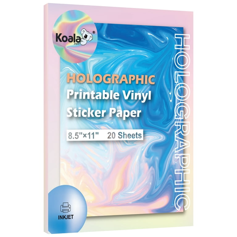 TECKWRAP Printable Vinyl Sticker Paper for Inkjet Printer, Holographic  Rainbow Inkjet Printable Sticker Paper, 8.26 x 11.69 A4 Size for