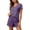 Purple, variant on ZyeKqe Vacation Outfits for Women 2 Piece Summer Sets Crewneck Short Sleeve Shirts Match Plaid Casual Shorts Beach Travel Sets