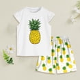 thumbnail image 2 of OYXSER Toddler Girls Outfits Fruit Print Short Sleeve T-Shirt Tops & Shorts Sets 2Pcs Clothes Set, White 4-5T, 2 of 5