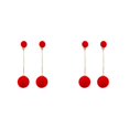 thumbnail image 2 of sweethay Pendientes de bola redonda para mujer y niña, aretes colgantes de aleación con aro para la oreja, joyería de moda con personalidad rojo 2piezas sweethay CBP043138, 2 of 5