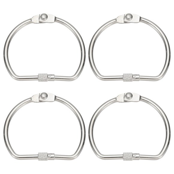 Uxcell Loose Leaf Binder Rings, 2 Inch 6 Pcs Metal Book Binding Rings D-Shaped with Nickel Plated for Index Card, Silver