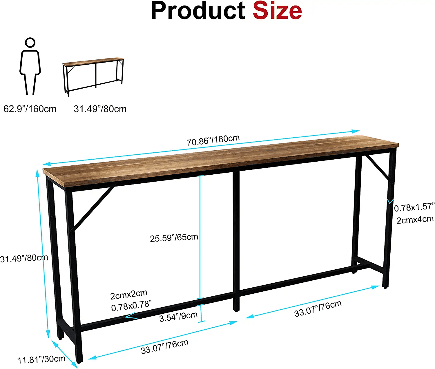 Buy HOMEFORT 47 Console Sofa Table Behind Couch, Narrow Enterway Table
