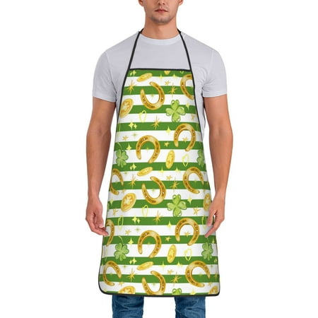 

Xecao Watercolor St Patrick Day Print Funny BBQ Chef Aprons for Men Women Adjustable Kitchen Cooking Aprons with Pocket Waterproof Oil Proof No Pilling Fading