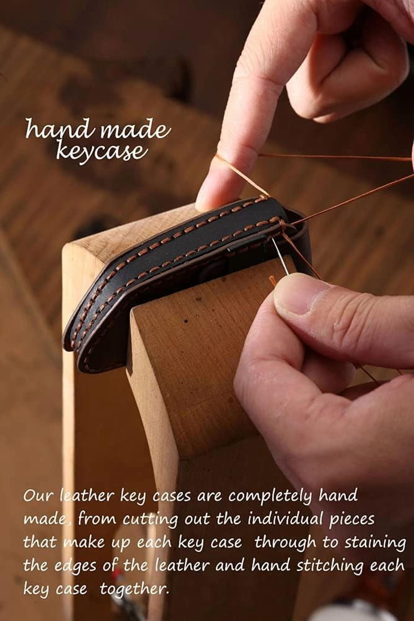 Leather Key Fob Cover Fit for Honda Odyssey Civic Pilot CRV Keychain Smart Key Case Key Shell Protector 7 Button Case Holder Protector Keychain